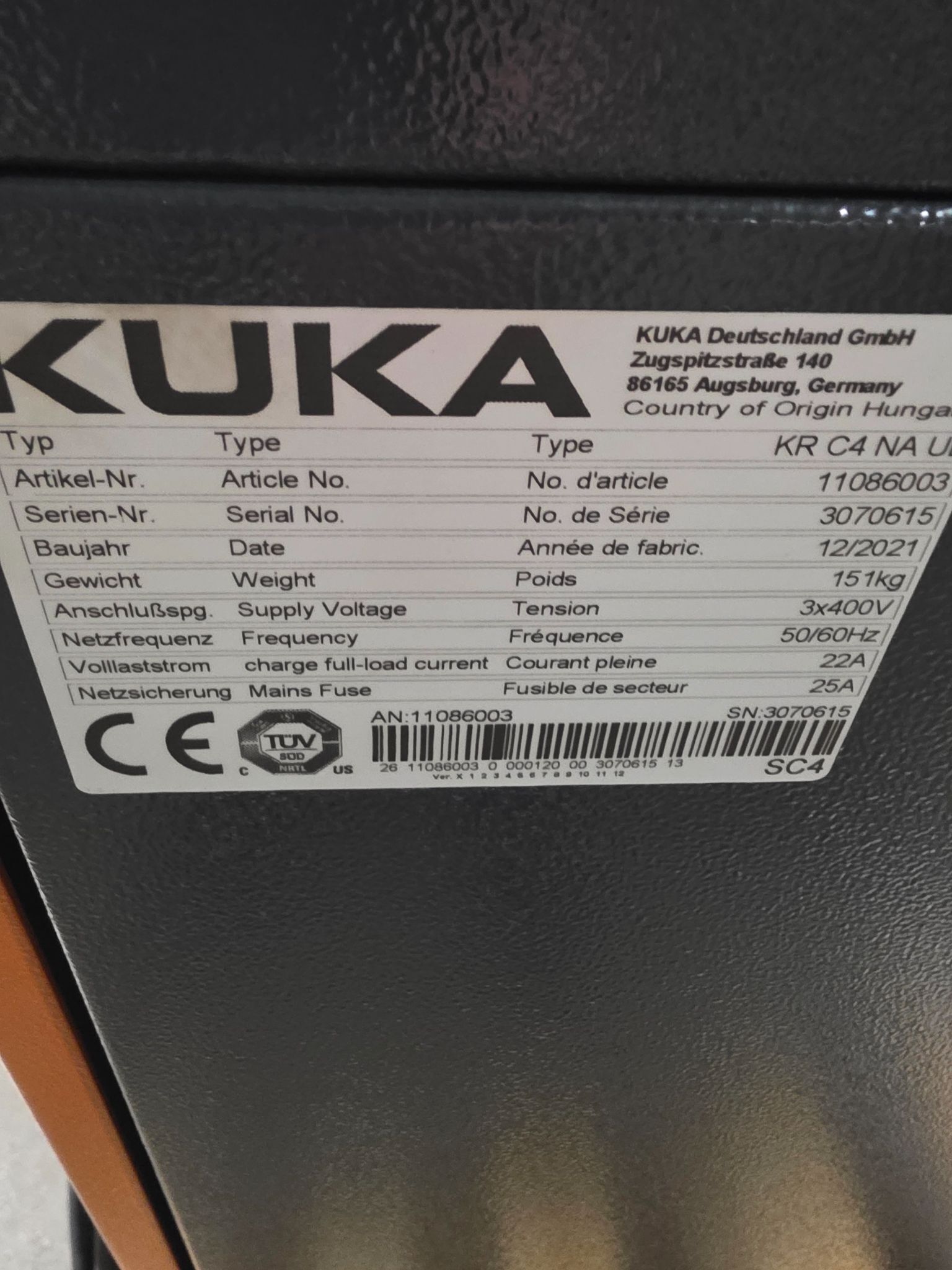 KUKA KR 210 R3100-2/FLR Robot Complete w/ KR C4 NA Controller NEW 8