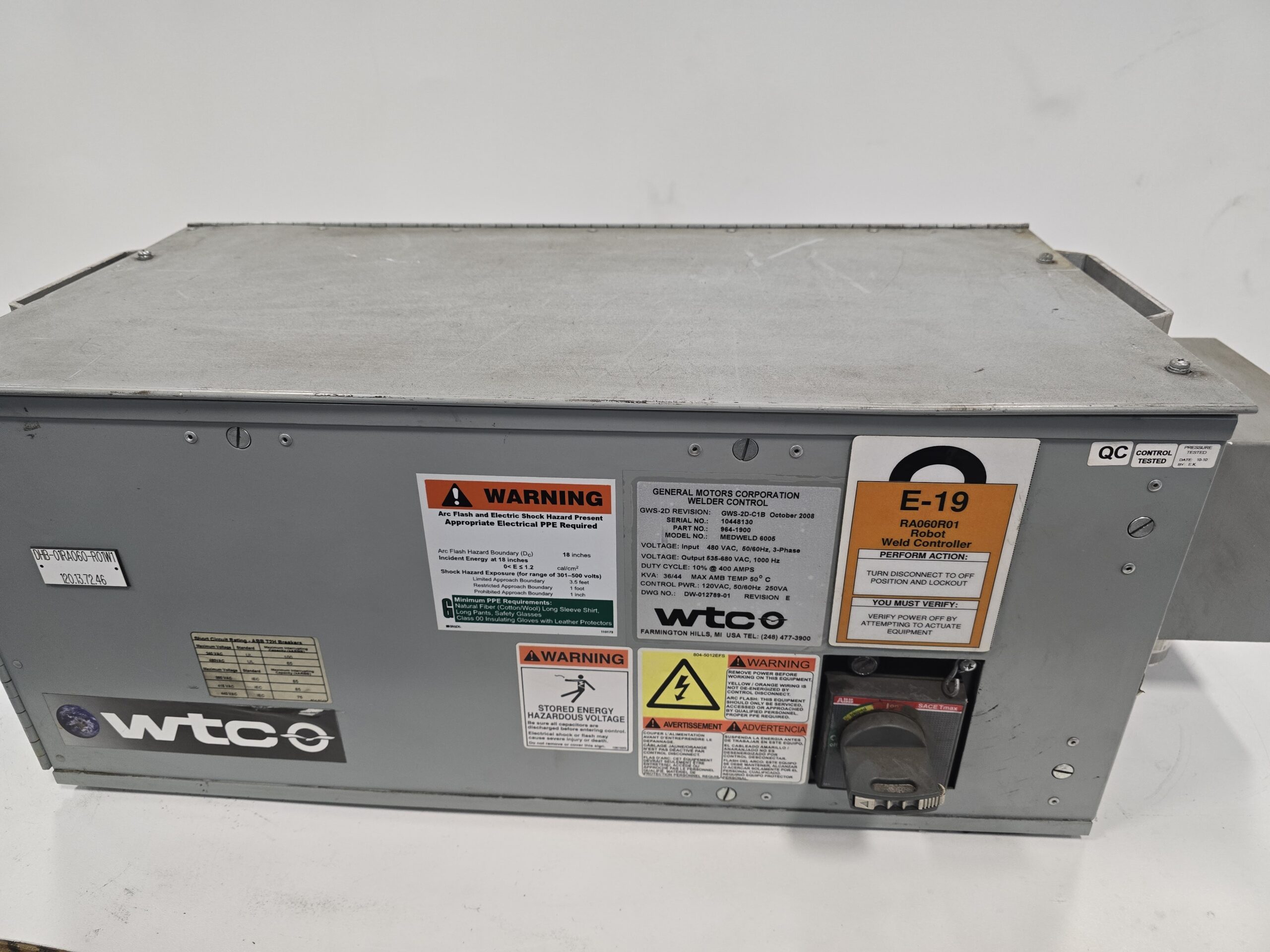 WTC MEDWELD 6005 PART# 964-1900 WELDER CONTROL REV E 0