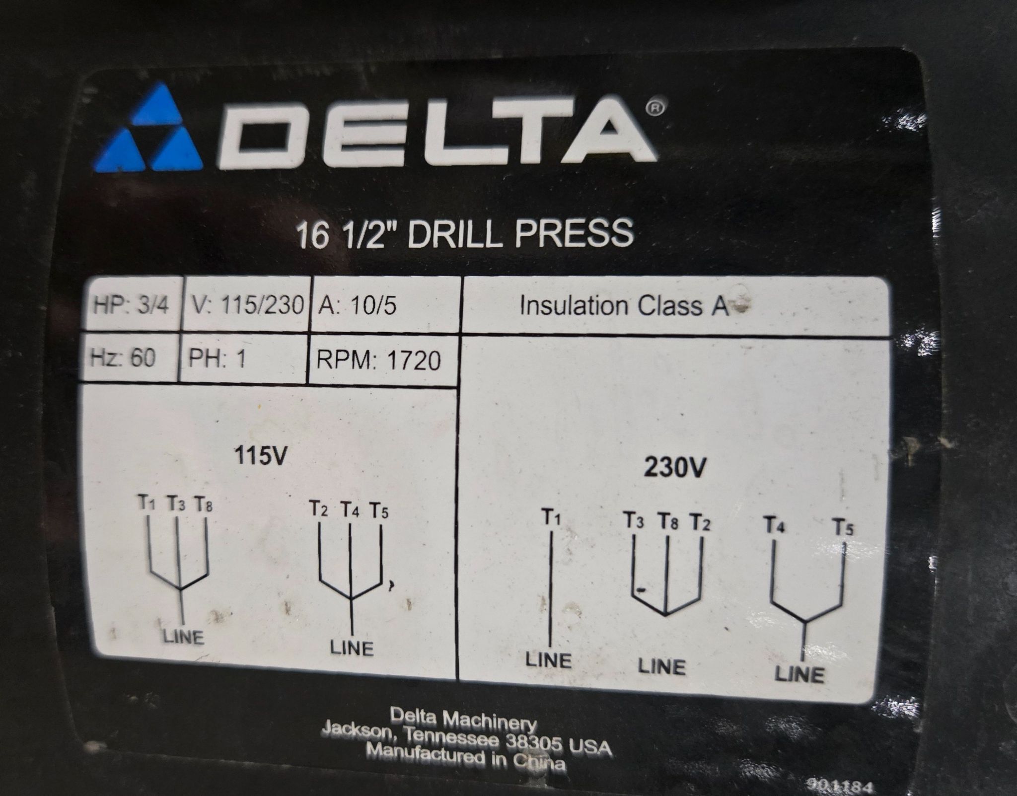DELTA DP400 DRILL PRESS 3/4 HP 1720 RPM USED 6
