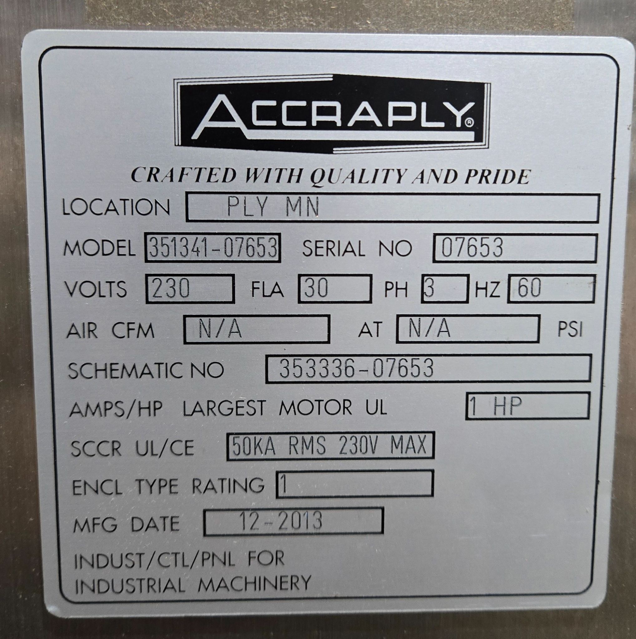 ACCRAPLY VF350 SHRINK SLEEVE APPLICATOR 351341-07653 AS-IS 9