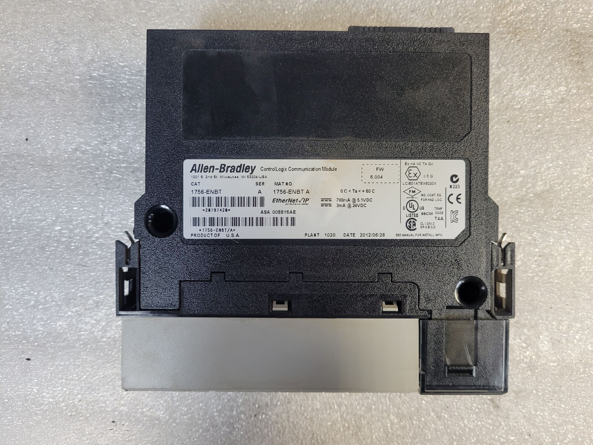 ALLEN BRADLEY 1756-ENBT ControlLogix Communications Module USED 3