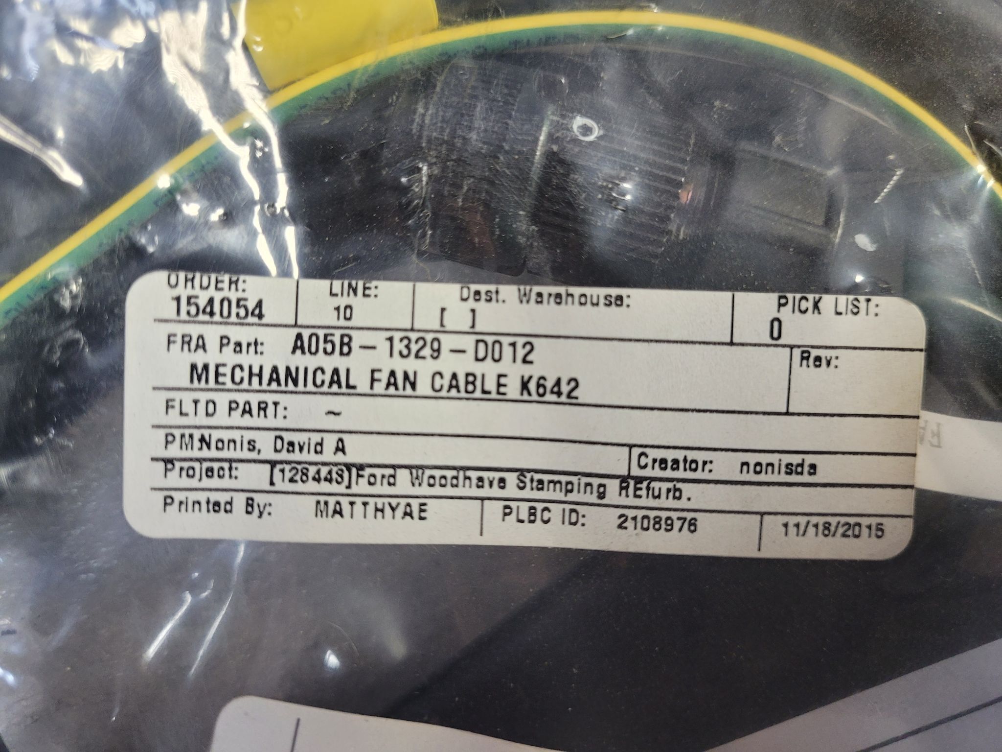FANUC A05B-1329-D012 Mechanical Fan Cable K642 NEW 1