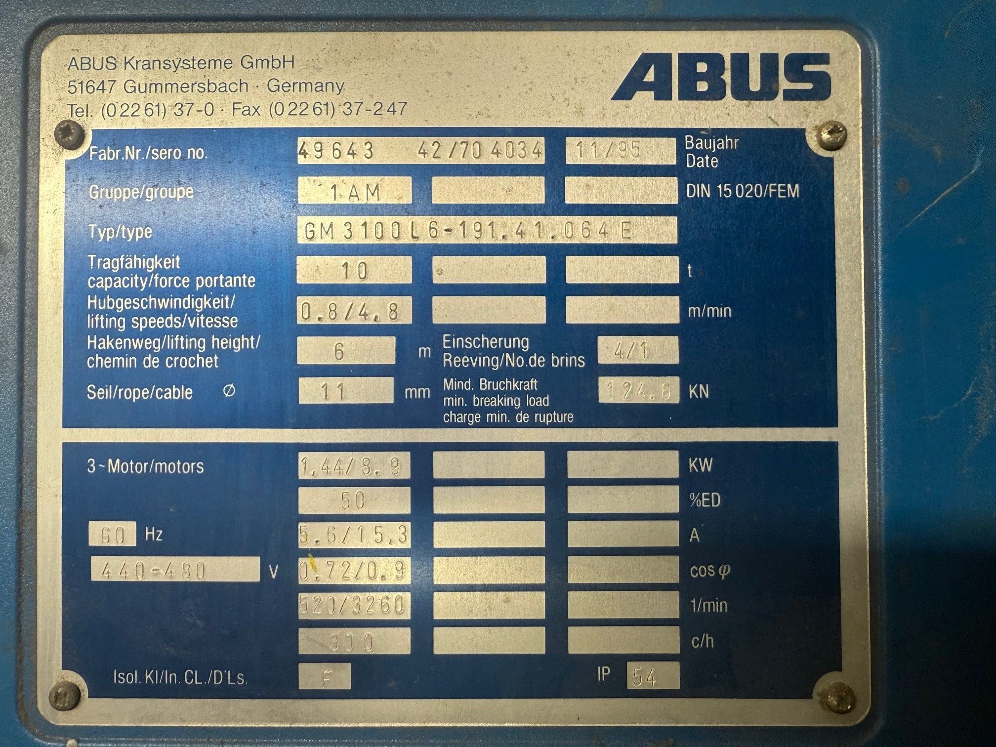 EMH 10 BRIDGE CRANE AND ABBUS HOIST 5
