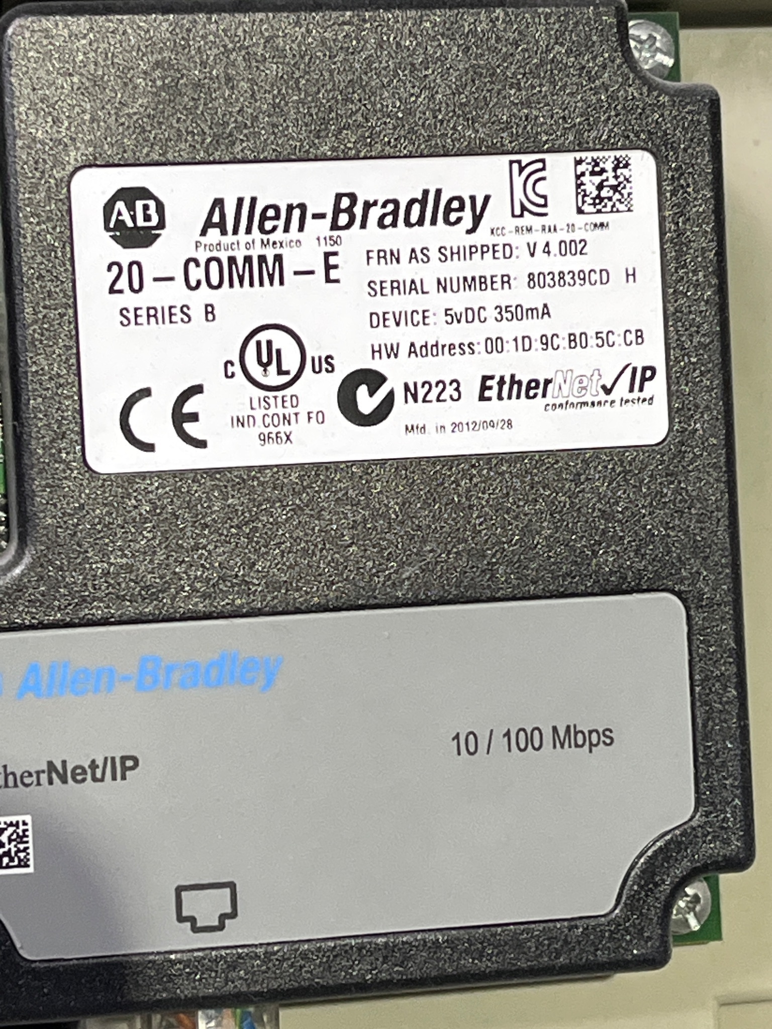 ALLEN BRADLEY 20B-D077A0ANNAND0 PowerFlex 700 AC Drive USED 7