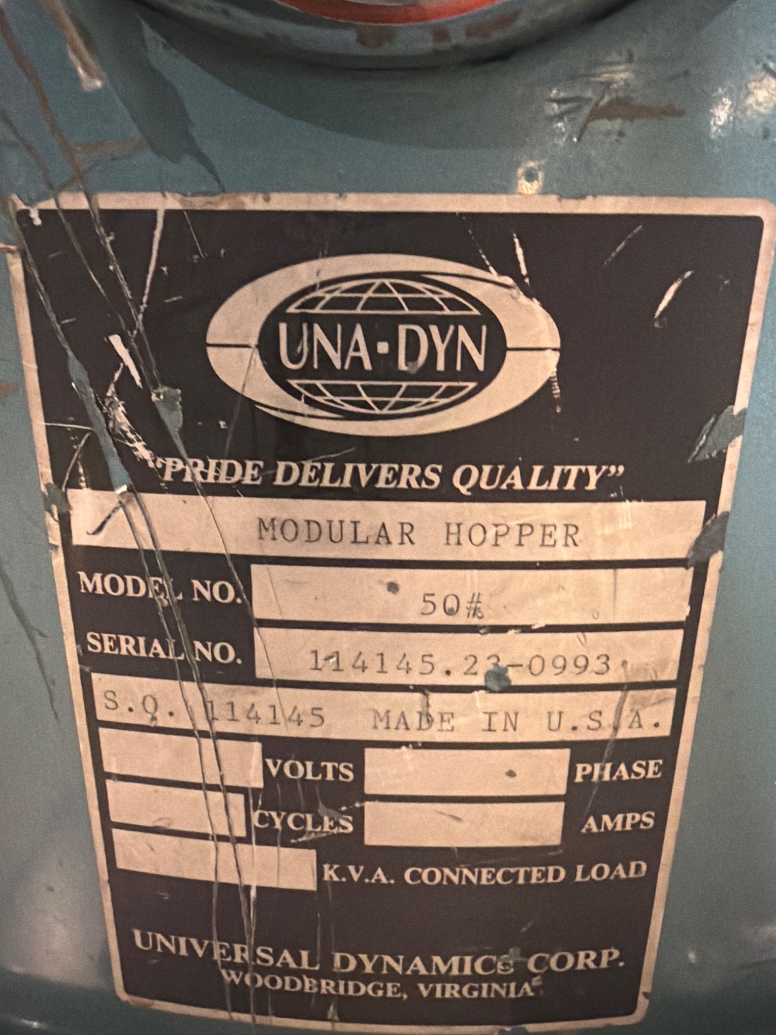 UNA-DYN UDC-30 Auto Mini-Dryer w/ 50# Modular Hopper USED 3