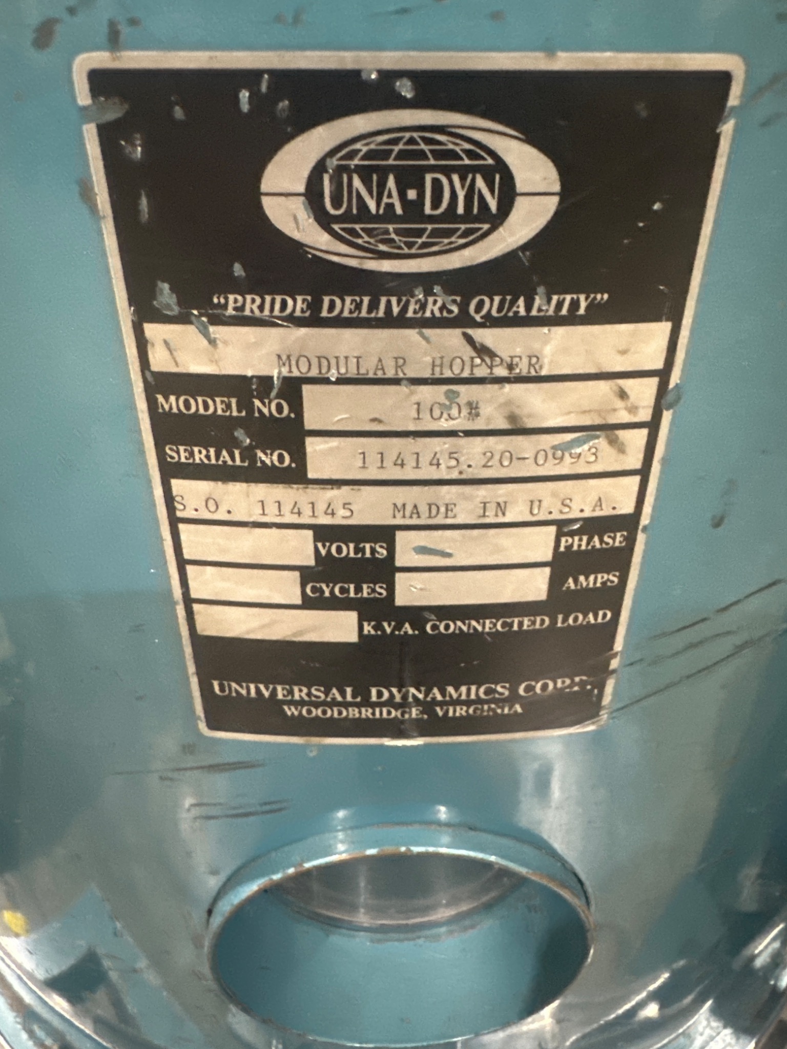 UNA-DYN UDC-30 Auto Mini-Dryer w/ 100# Modular Hopper USED 1