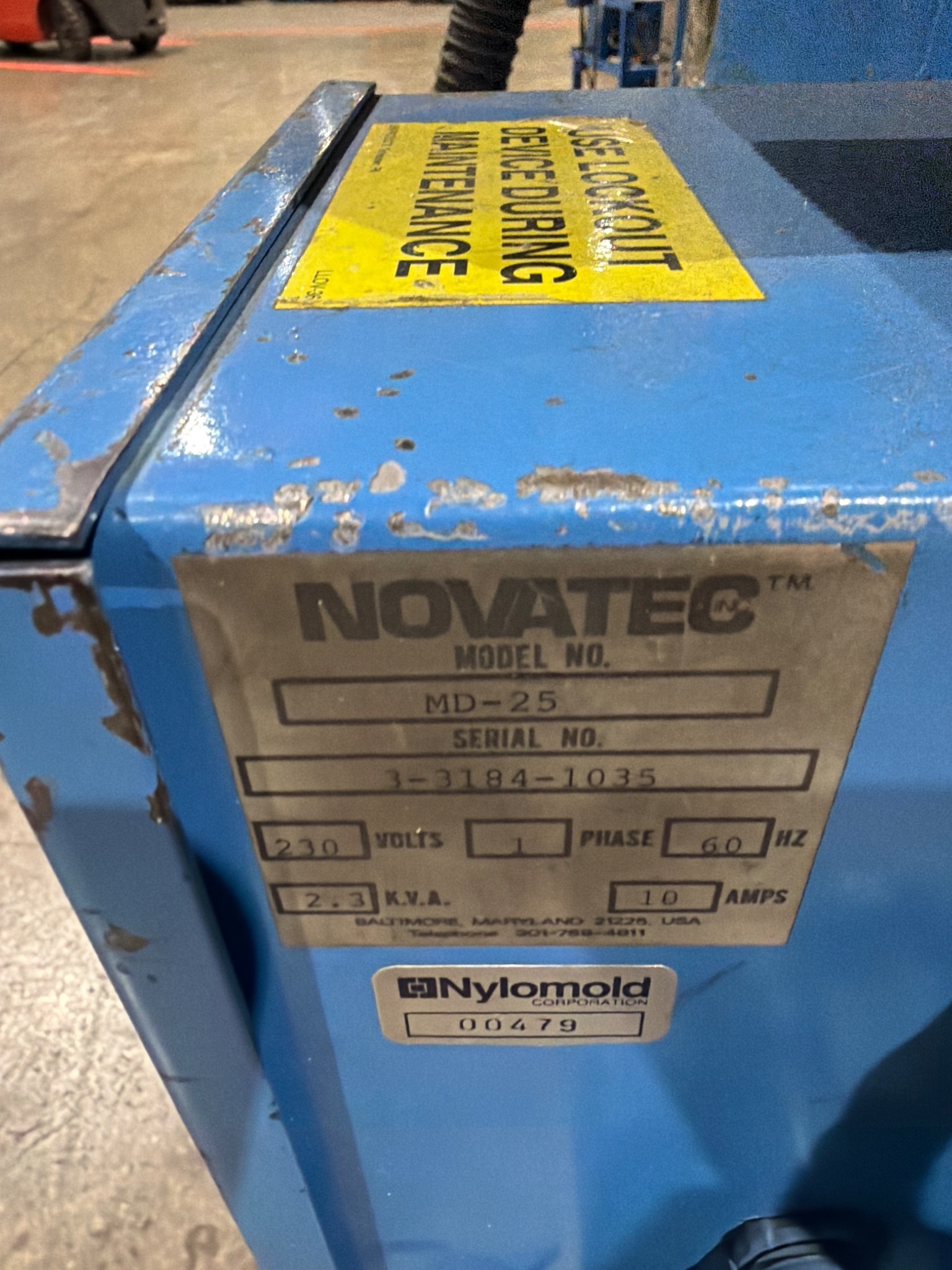 NOVATEC MD-25 Desiccant Dryer w/ 100lb Hopper USED 7