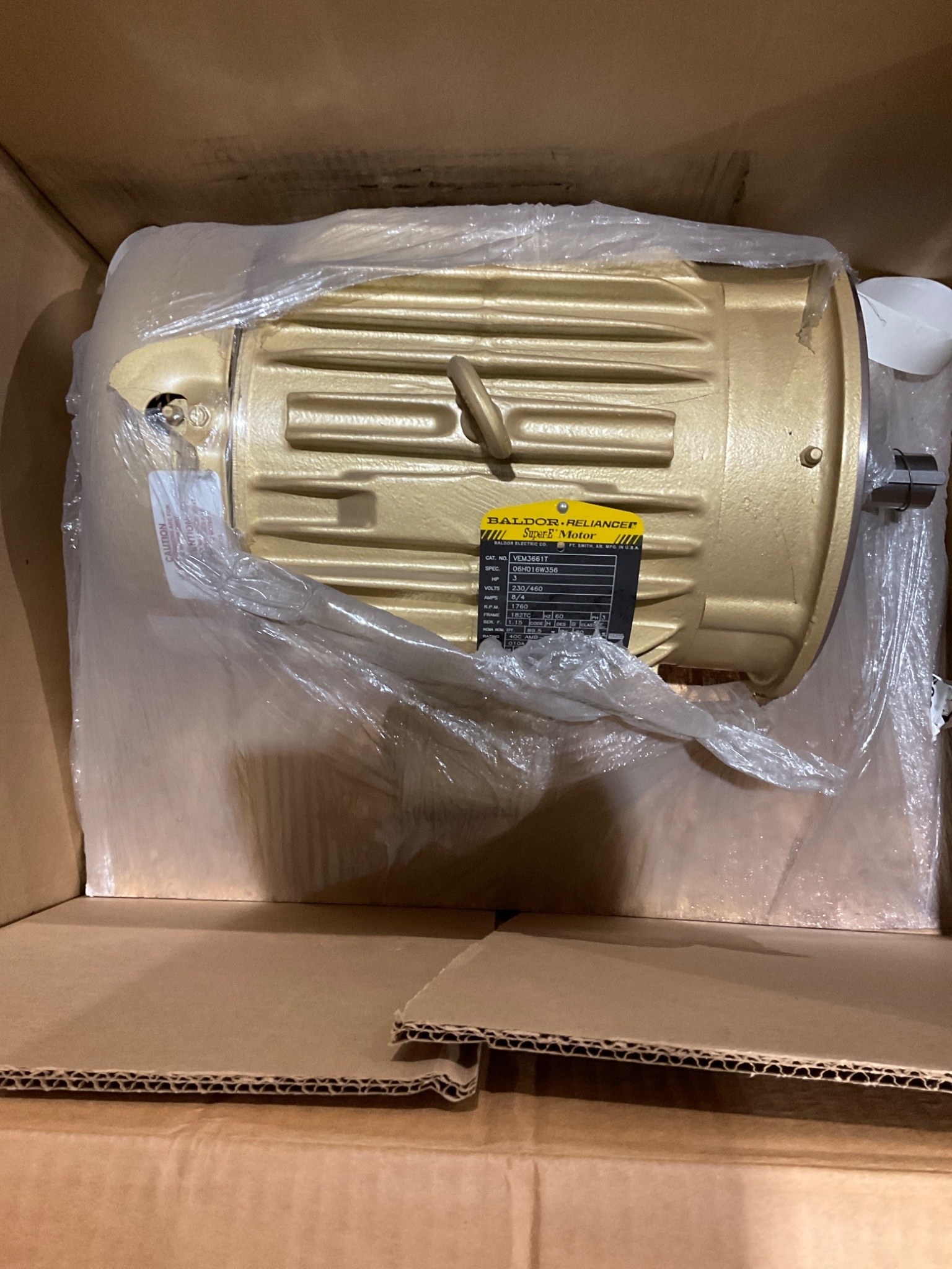 BALDOR VEM3661T Three Phase AC Motor 3HP / 1800 RPM / 182TC FRAME - NEW 0