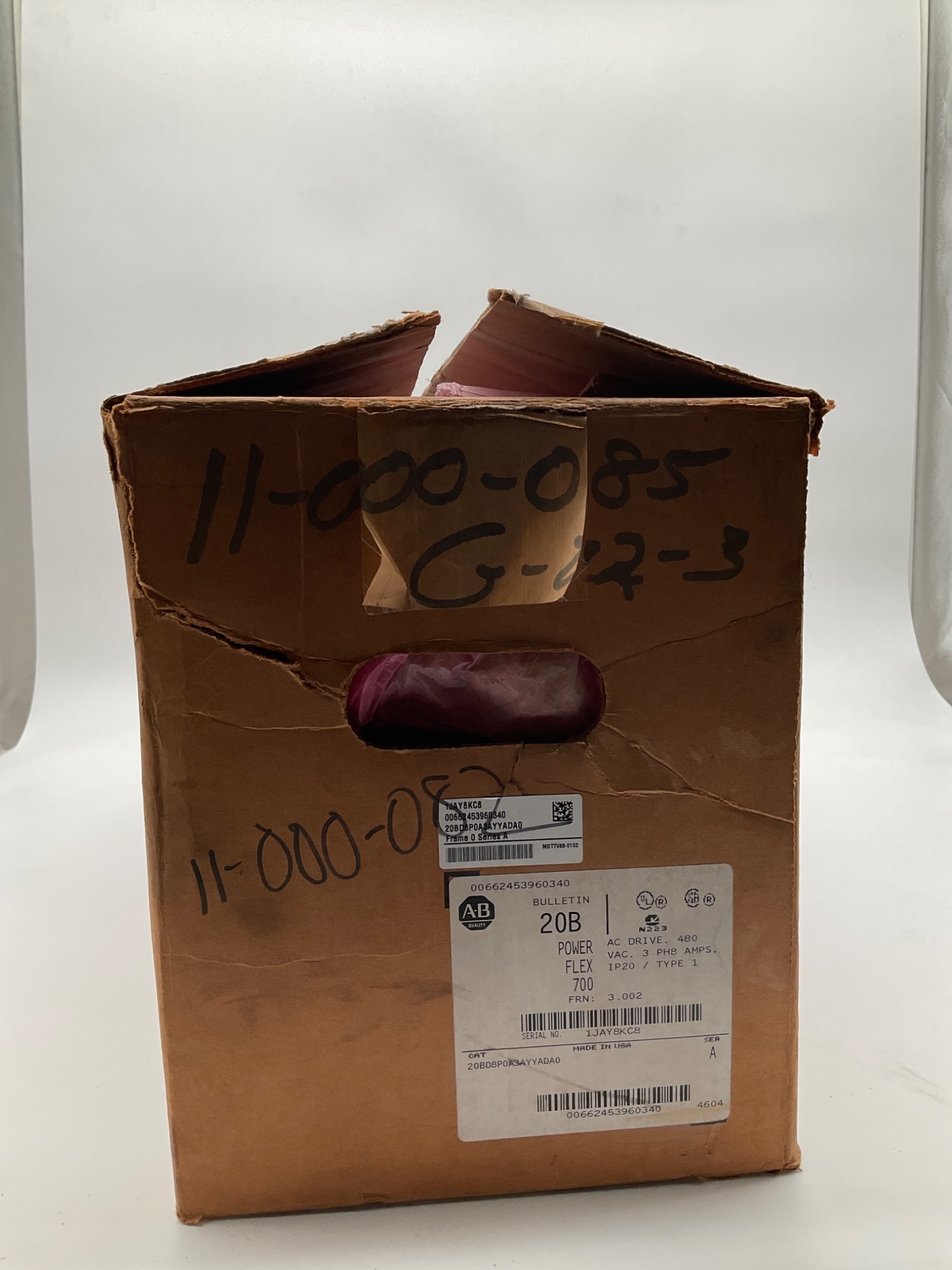 ALLEN BRADLEY 20BD8P0A3AYYADA0 POWERFLEX 700 AC DRIVE 480V USED 3