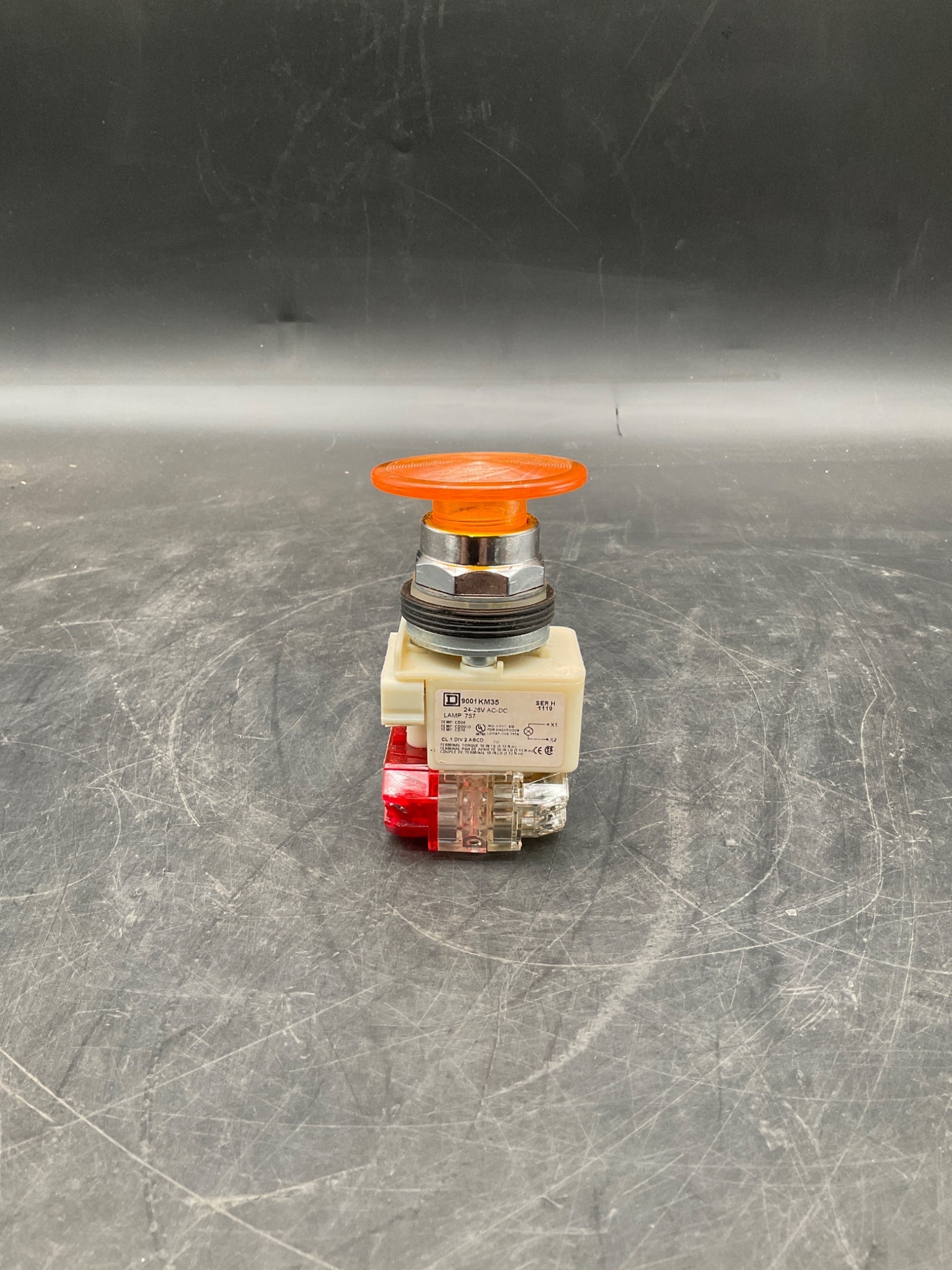 SQUARE D 9001KM35 Orange Mushroom Pushbutton USED 0