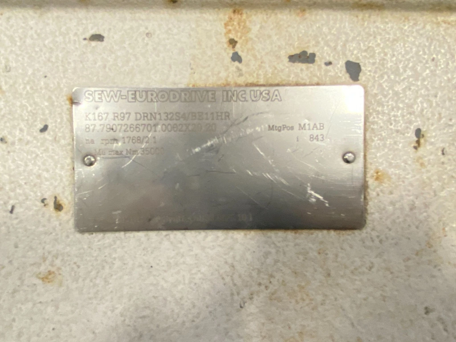 SEW-EURODRIVE INC K167 R97 DRN132S4/BE11HR GEARMOTOR USED - Image 4