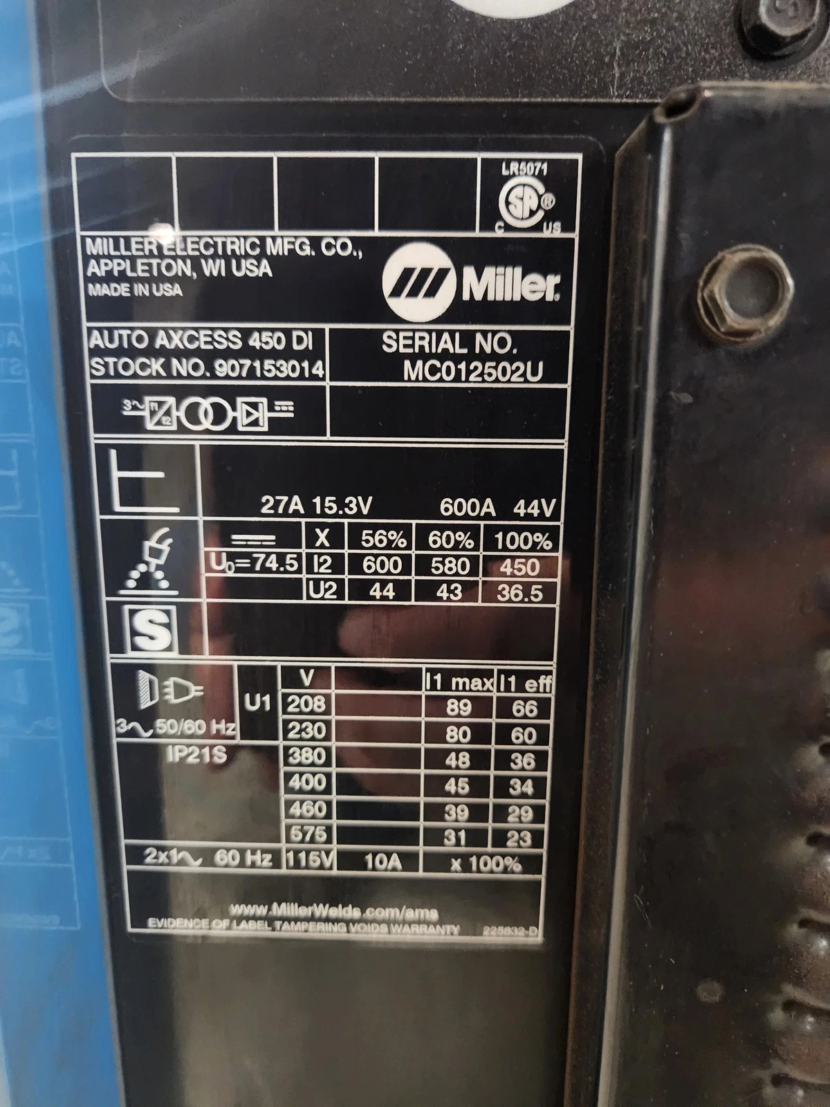 MILLER AUTO AXCESS MODEL 450 DI USED WORKING WELDERS - Image 4
